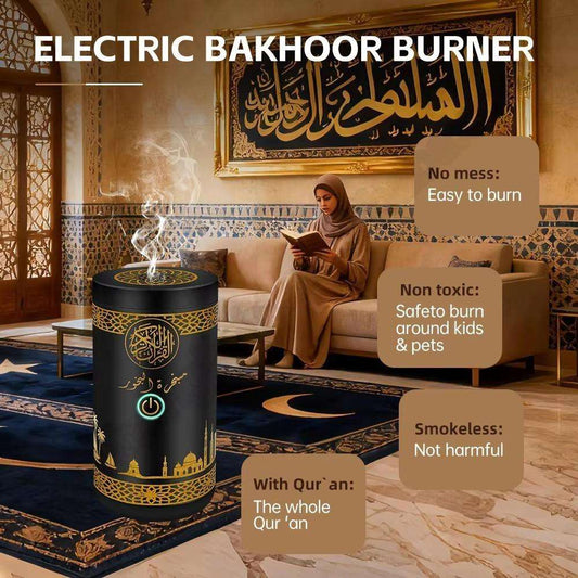 2 in 1 Portable Electric Bakhoor Burner with Quran Speaker